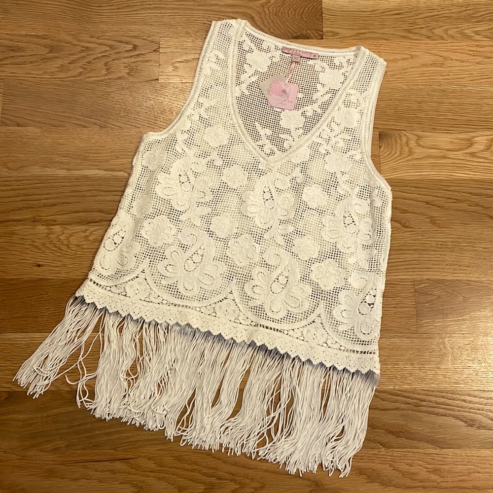 Calypso St. Barth Crochet Top with Fun Fringe NWT Size S